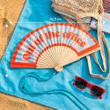 Hand fan "out of the office"