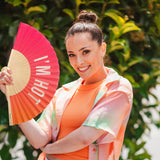 Handfan "I'm hot" pink orange gradient