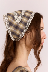Headband With Lace Detail - Cardamon Check