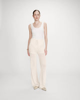 High-waist knitted bootcut pants ecru Valado