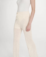High-waist knitted bootcut pants ecru Valado