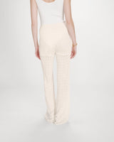 High-waist knitted bootcut pants ecru Valado