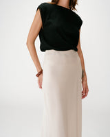 High-waisted flared long skirt sable Winda