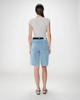 High-waisted long denim bermuda shorts skyblue Will