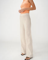High-waisted straight linen pants with wide legs sable Wesley