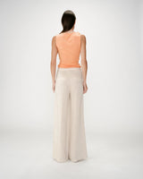 High-waisted straight linen pants with wide legs sable Wesley