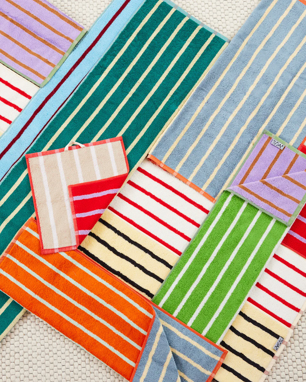 House Stripe Towels - Porcelain Washcloth