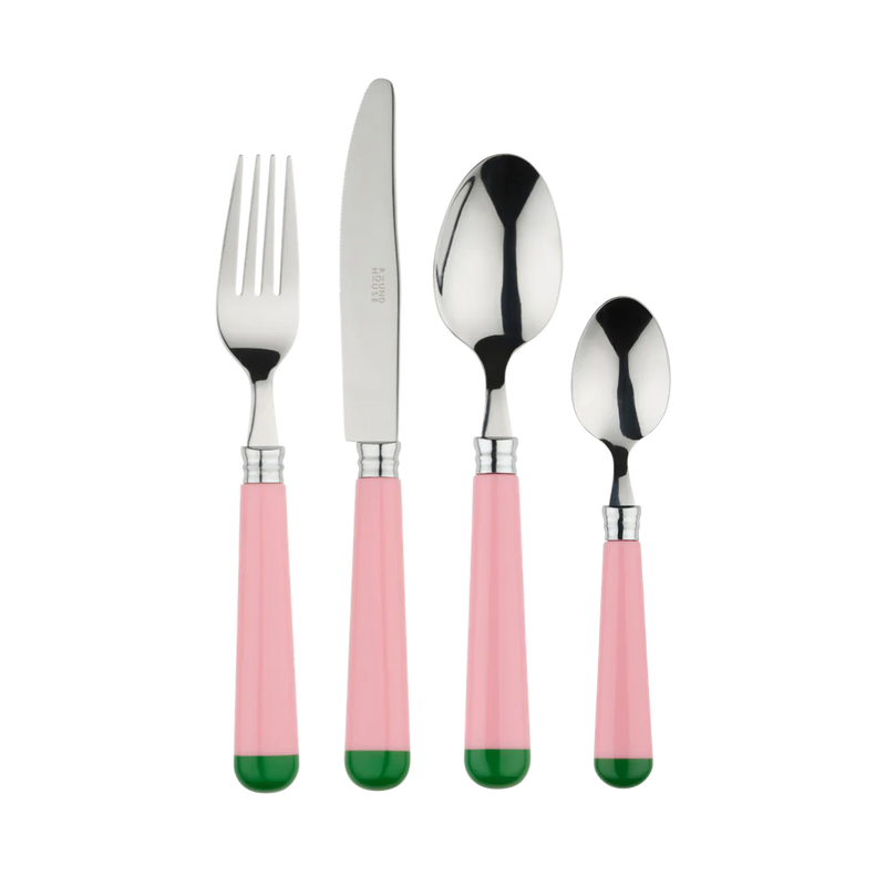 Pink Green Dipped Cutlery Set of 16