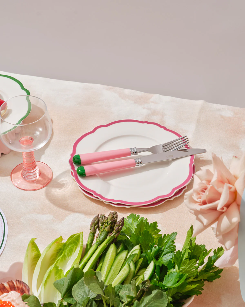 Pink Green Dipped Cutlery Set of 16