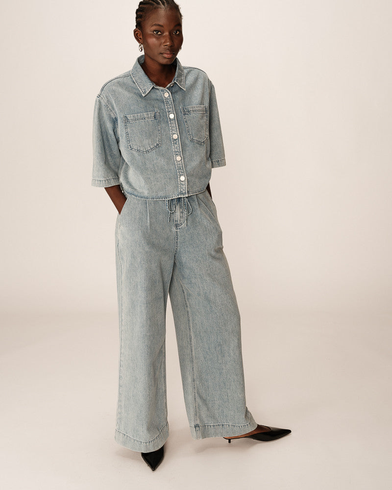 JEANS SKY BLUE POMPON