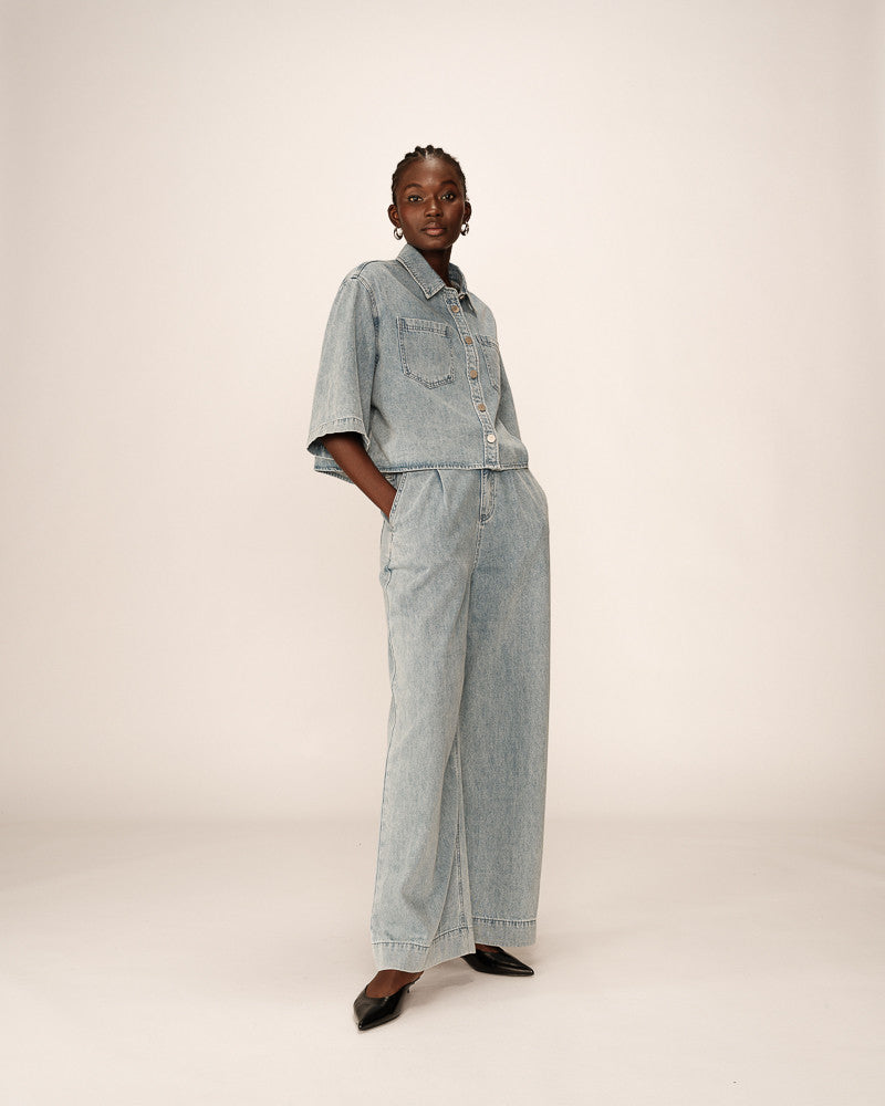 JEANS SKY BLUE POMPON
