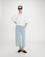 High-waist loose cropped jeans skyblue Joe