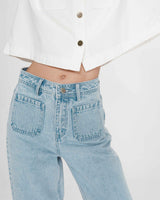 High-waist loose cropped jeans skyblue Joe