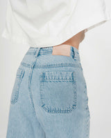 High-waist loose cropped jeans skyblue Joe
