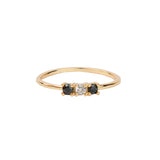 Jolie Ring Goldplated Sterling Silver Bar Black & White