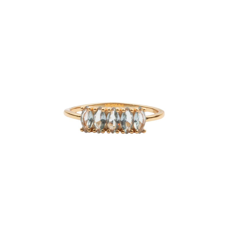 Jolie Ring Goldplated Sterling Silver Oval Bar Aquamarine