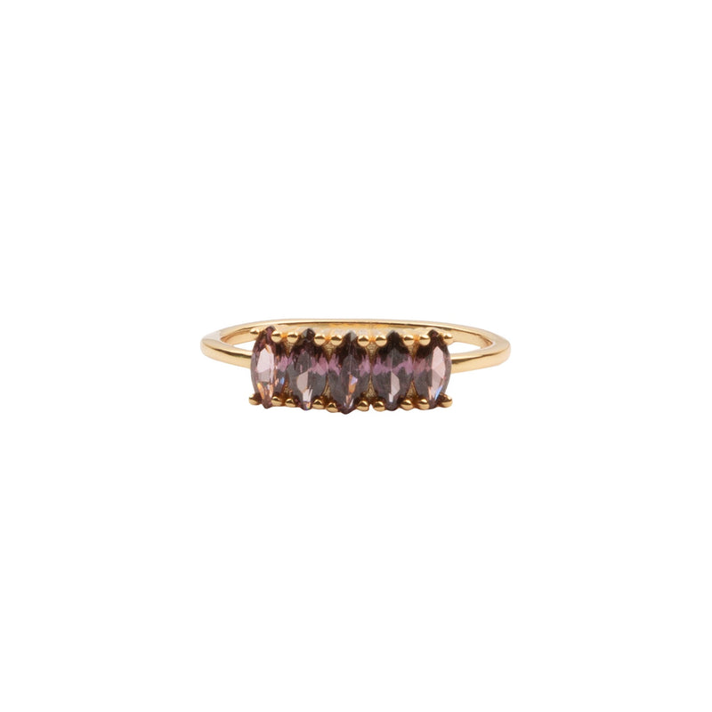 Jolie Ring Goldplated Sterling Silver Oval Bar Rhodolite