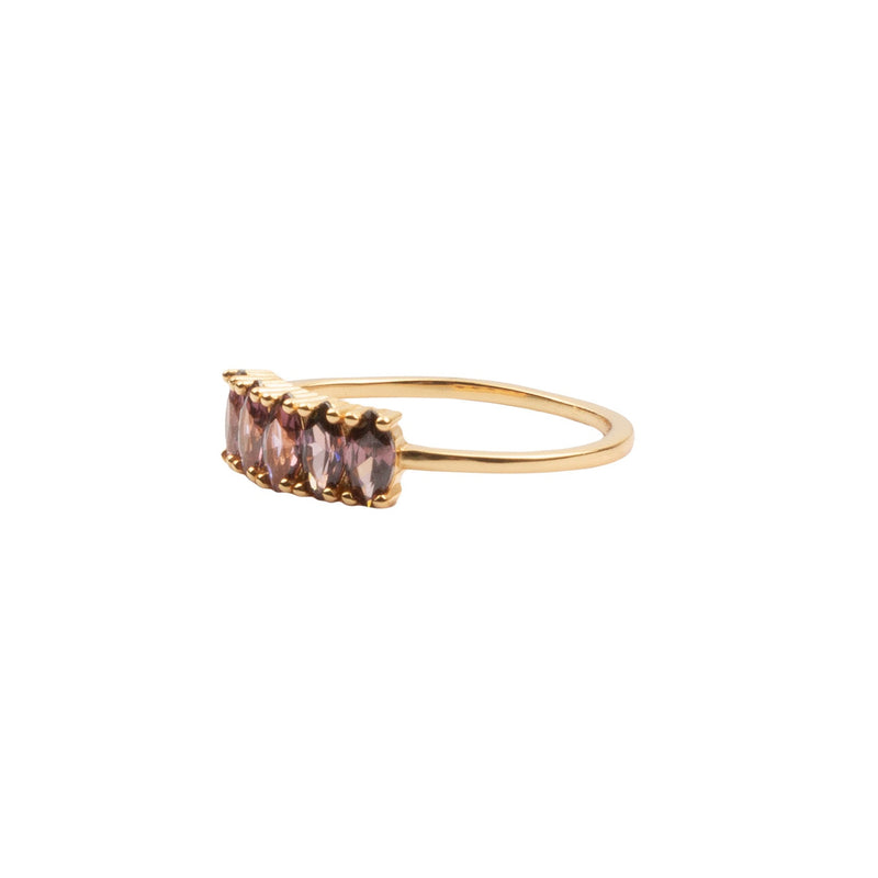 Jolie Ring Goldplated Sterling Silver Oval Bar Rhodolite