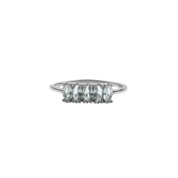 Jolie Ring Sterling Silver Oval Bar Aquamarine