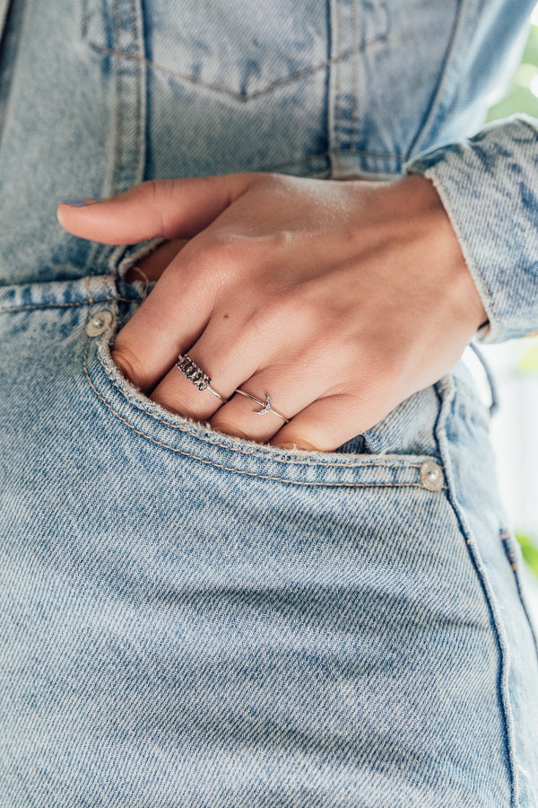 Jolie Ring Sterling Silver Oval Bar Aquamarine