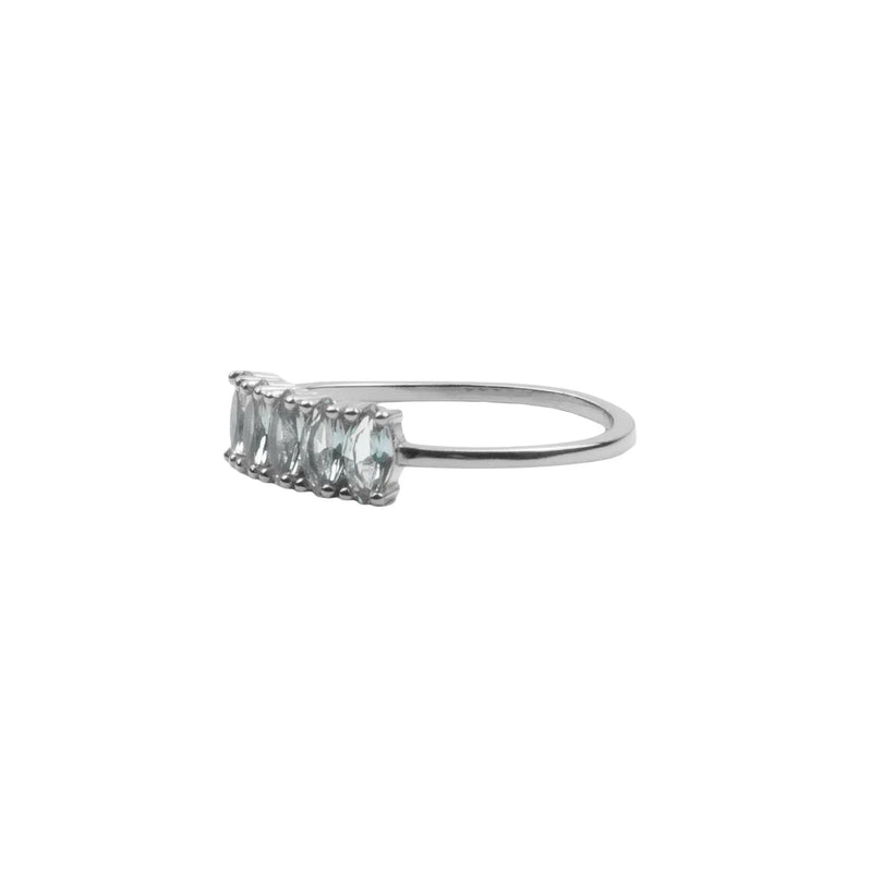 Jolie Ring Sterling Silver Oval Bar Aquamarine