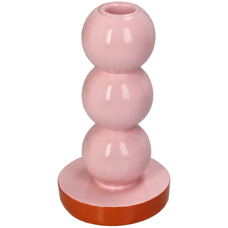 KERSTEN Candle Stick Smiley Polyresin Pink