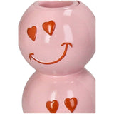 KERSTEN Candle Stick Smiley Polyresin Pink