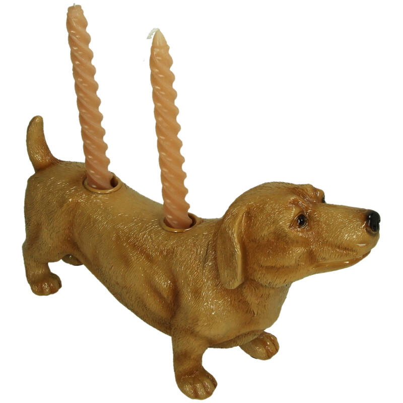 KERSTEN Candle Stick Dachshund Brown