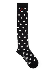 KNEE HIGH POKA DOT SOCKS - BLACK & CREAM