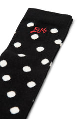 KNEE HIGH POKA DOT SOCKS - BLACK & CREAM