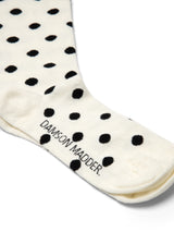 KNEE HIGH POKA DOT SOCKS - CREAM & BLACK