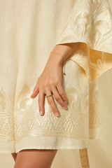 DRESS MINI PHOENIX BELL SLEEV - NATURAL/CHAMPAGNE