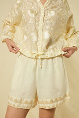SHORTS PAPYRUS ELASTIC WAISTBAND - NATURAL/CHAMPAGNE