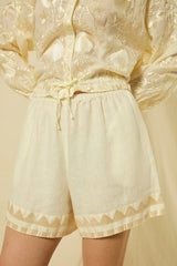 SHORTS PAPYRUS ELASTIC WAISTBAND - NATURAL/CHAMPAGNE
