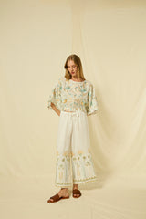 PANTS CROPPED PAPYRUS DRAWSTRING - WHITE/MULT
