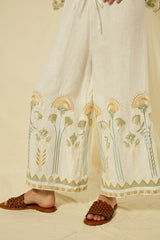 PANTS CROPPED PAPYRUS DRAWSTRING - WHITE/MULT