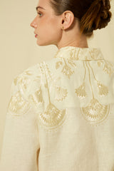 SHIRT PAPYRUS GATHERINGS L/S  - NATURAL/CHAMPAGNE