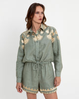 SHIRT PAPYRUS GATHERINGS L/S  - SAGE/GOLD