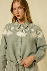 SHIRT PAPYRUS GATHERINGS L/S  - STONE/CHAMPAGNE