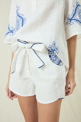 SHORTS PITHARION - WHITE/ROYAL BLUE ECRU