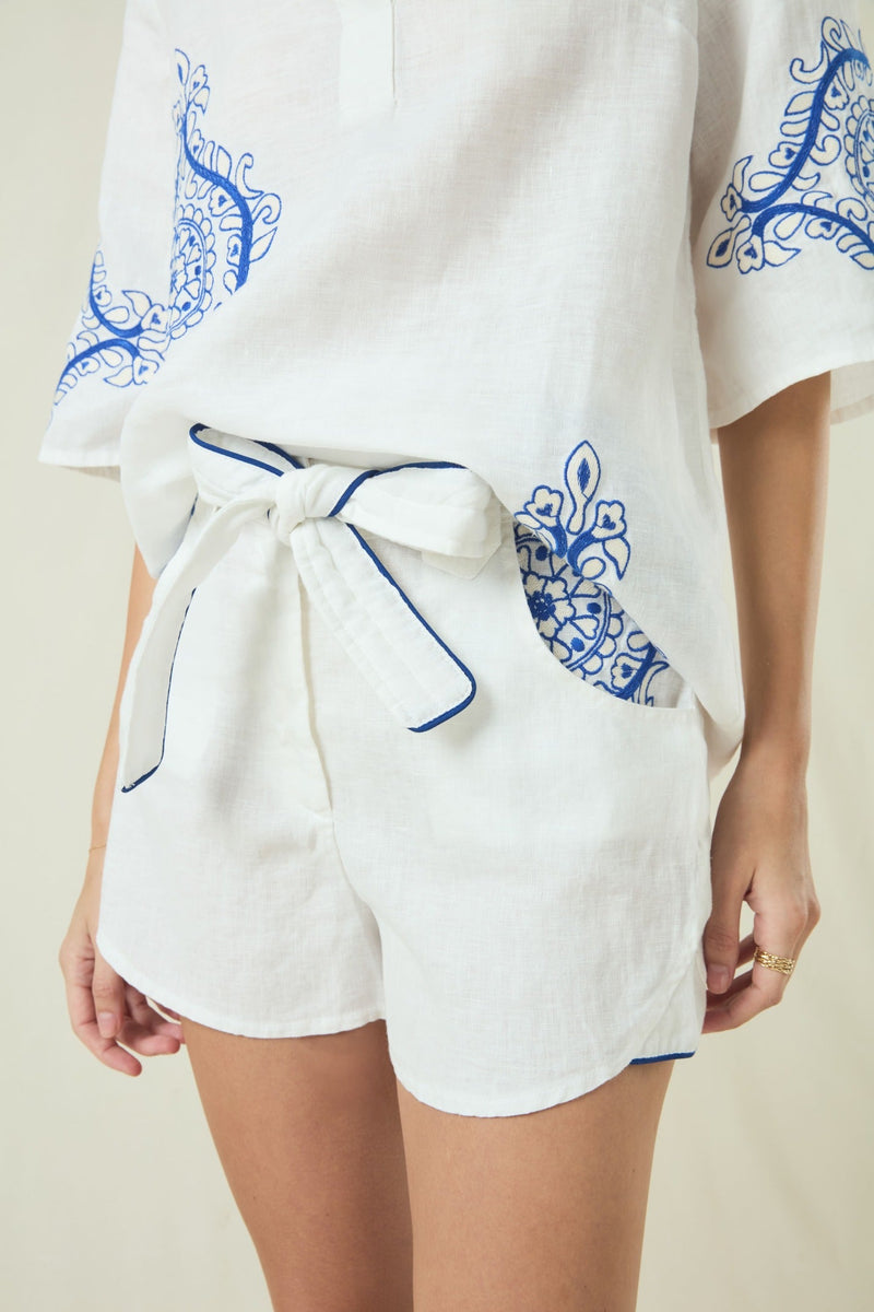 SHORTS PITHARION - WHITE/ROYAL BLUE ECRU