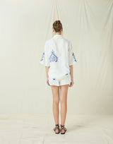 SHORTS PITHARION - WHITE/ROYAL BLUE ECRU