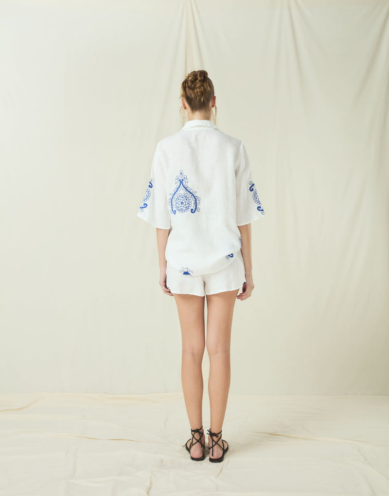 SHORTS PITHARION - WHITE/ROYAL BLUE ECRU