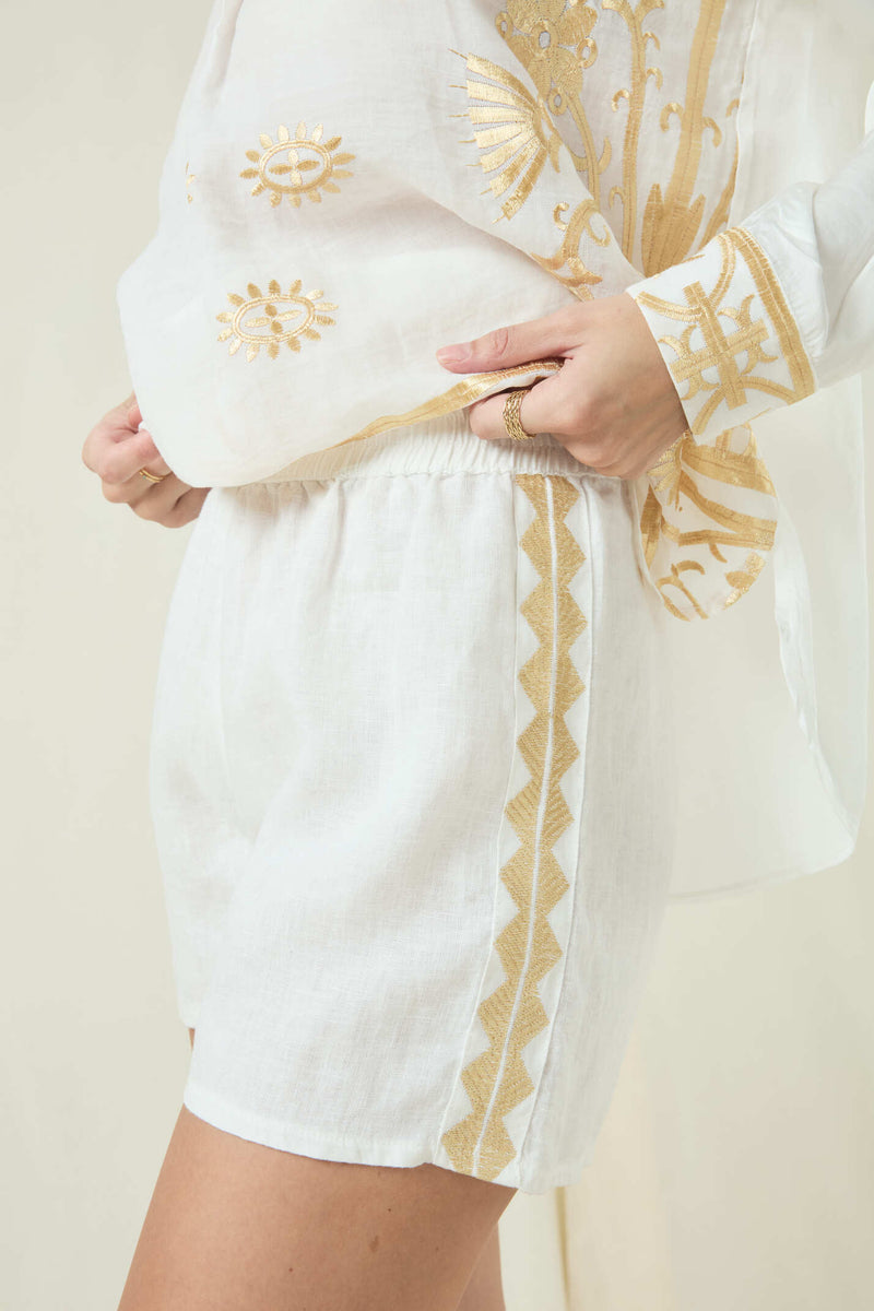 SHORTS FEATHER- WHITE/GOLD