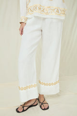 PANTS FEATHER CHEVRON - WHITE/GOLD