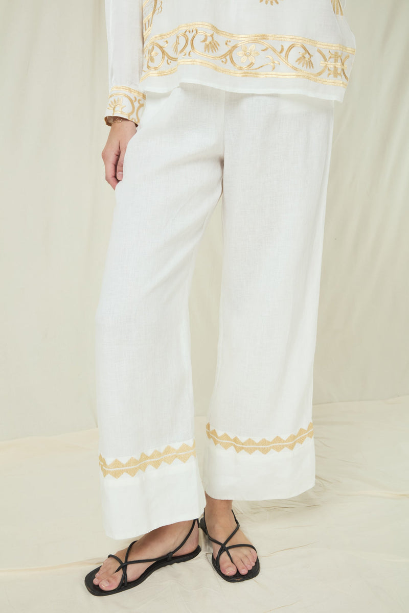 PANTS FEATHER CHEVRON - WHITE/GOLD