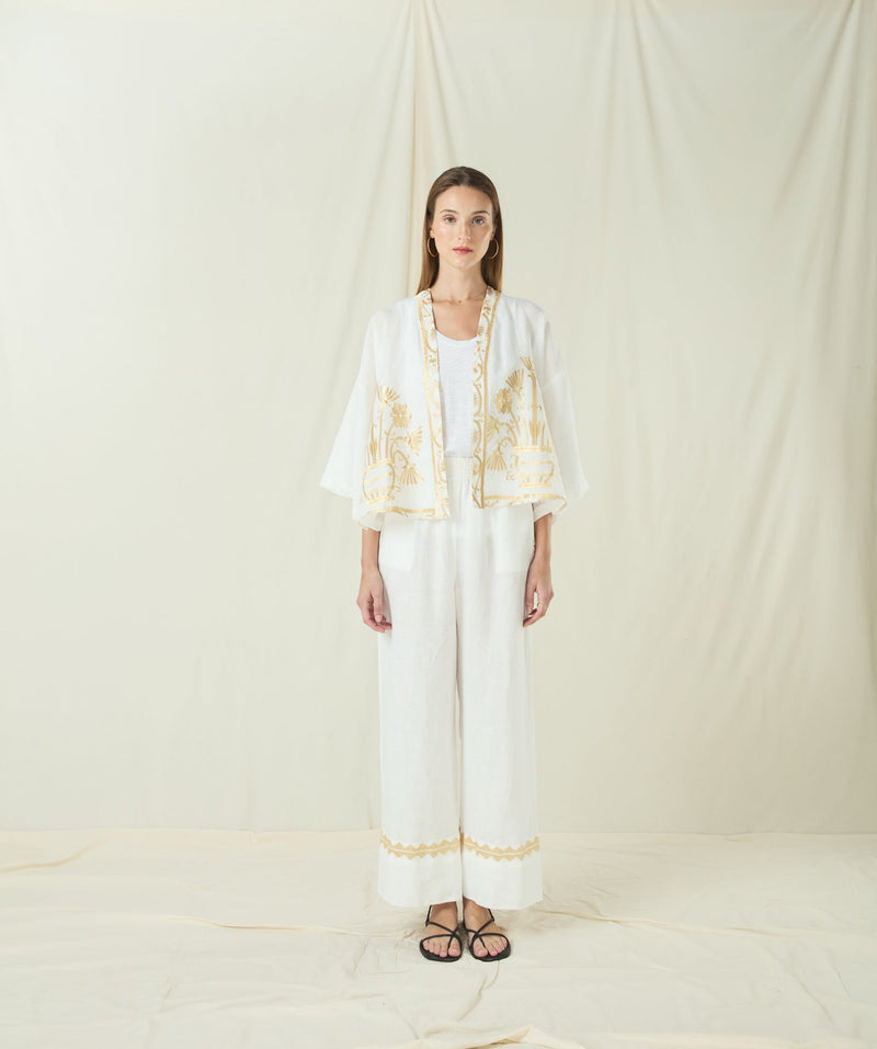 PANTS FEATHER CHEVRON - WHITE/GOLD