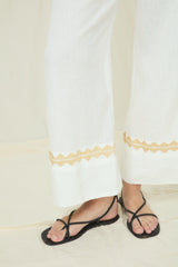 PANTS FEATHER CHEVRON - WHITE/GOLD