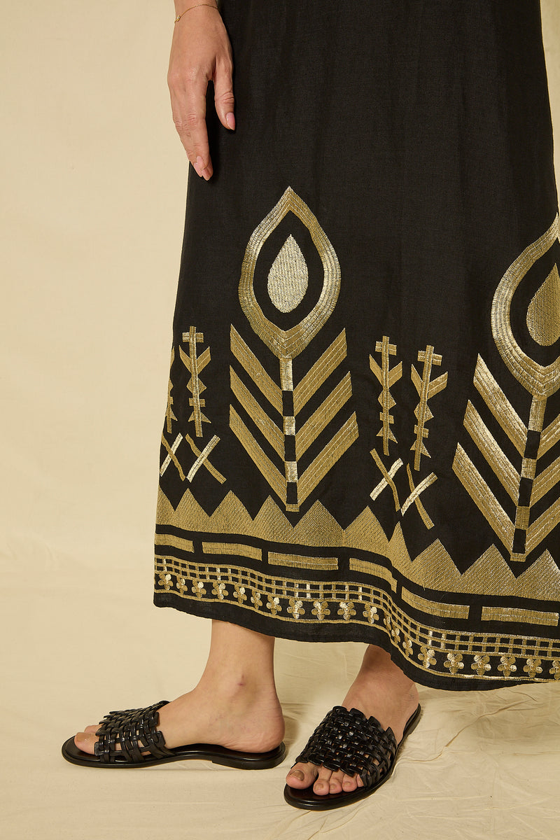 DRESS LONG FEATHER CROSS STRAPS