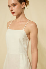 DRESS LONG FEATHER CROSS STRAPS - WHITE/GOLD